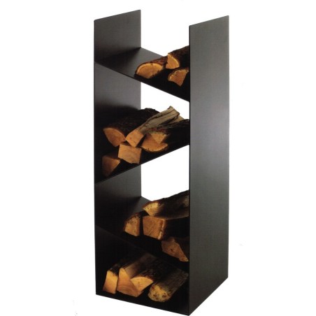 Mur de bûches avec tiroir acier noir givré